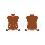 brown and white varsity jacket