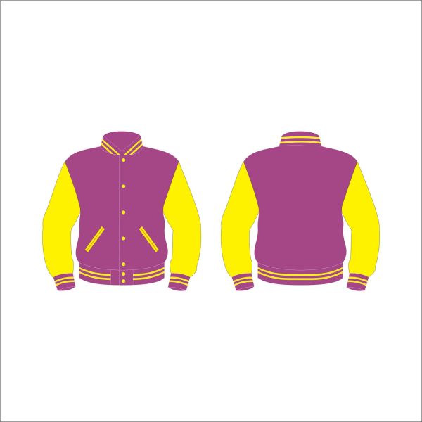 purple and yellow varsity jacket