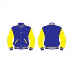 yellow and blue varsity jacket