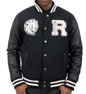 thumbnail image 2 of Custom Varsity Jacket - Black Wool & Genuine Leather - Unisex Gothic Bomber College Style 2 of 3